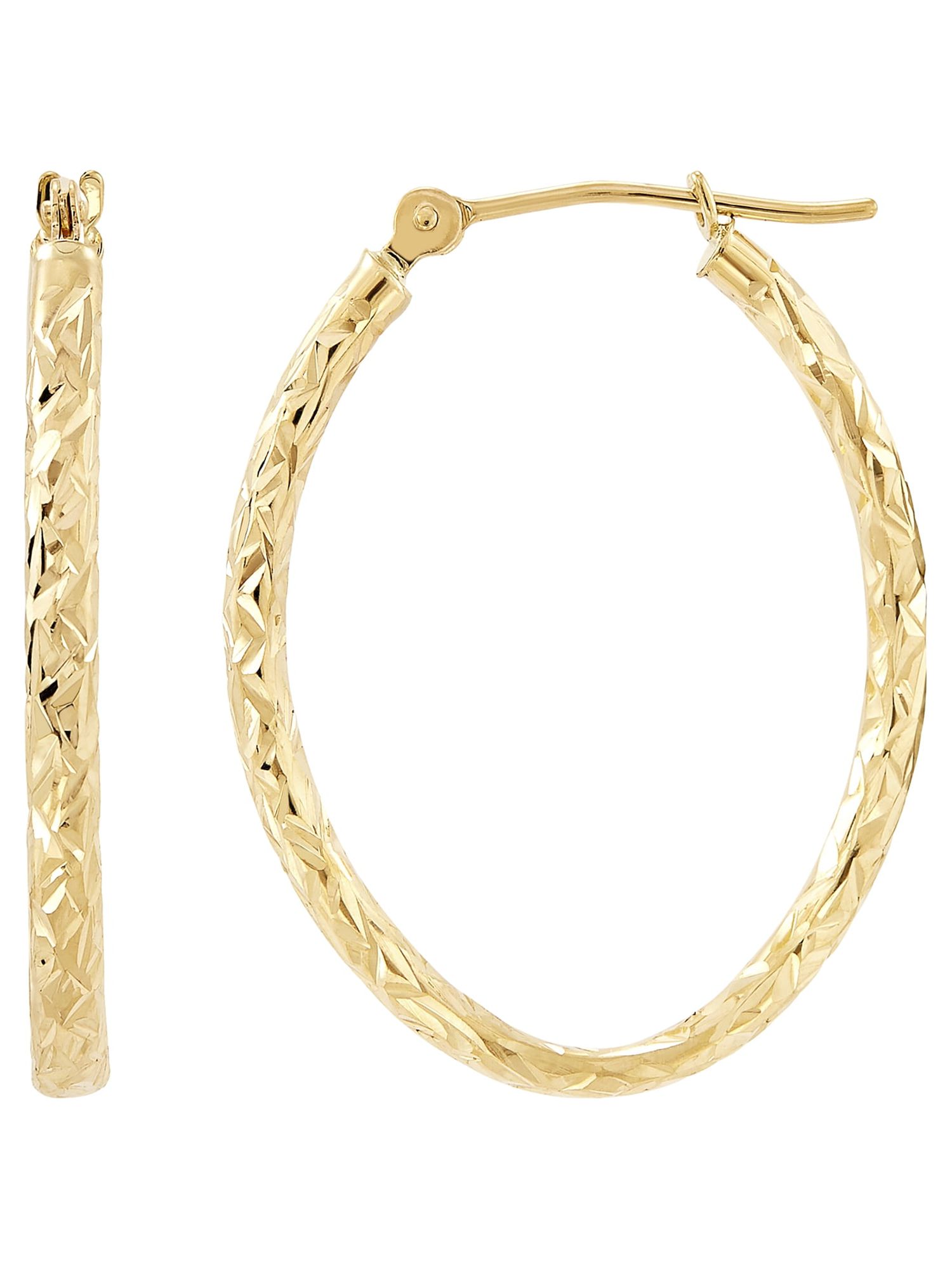 Brilliance Fine Jewelry 10K Yellow Gold 2MM x 25MM Hollow Oval Hoops Earrings