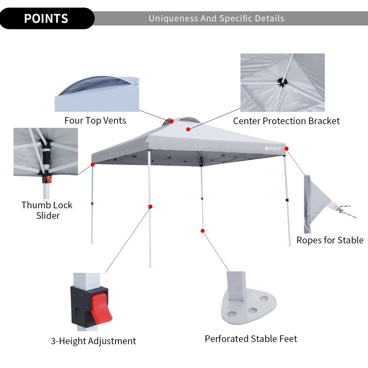 Pop up shop tent parts