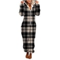 thumbnail image 3 of Women's Hooded Jumpsuit Pajamas Sleepwear Romper Long Sleeve Print Loose Fit Casual Winter Warm Loungewear Soft Fleece-Like Nightwear for Women | CSEONE,Black XL, 3 of 9