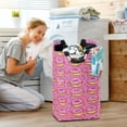 thumbnail image 5 of Yayeee Freestanding Laundry Hamper with Handle Collapsible Large Storage Basket for Clothes, Pink Doughnuts, 5 of 7