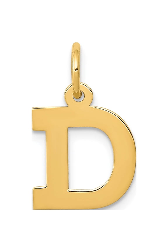 14K Yellow Gold Small Block Letter D Initial Charm (13.36 X 10.79) Made In United States yc664d