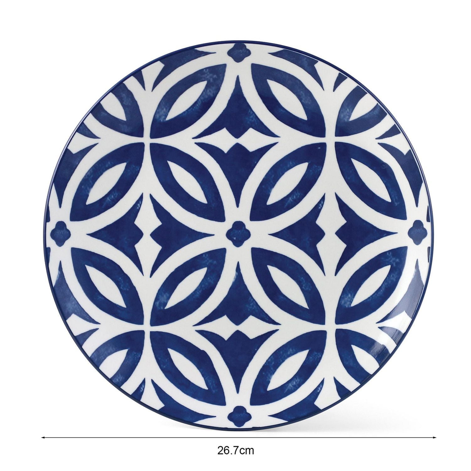 Mainstays Glazed Blue pattern Round Stoneware Dinner Plate, 10.5”, 10.5 inch