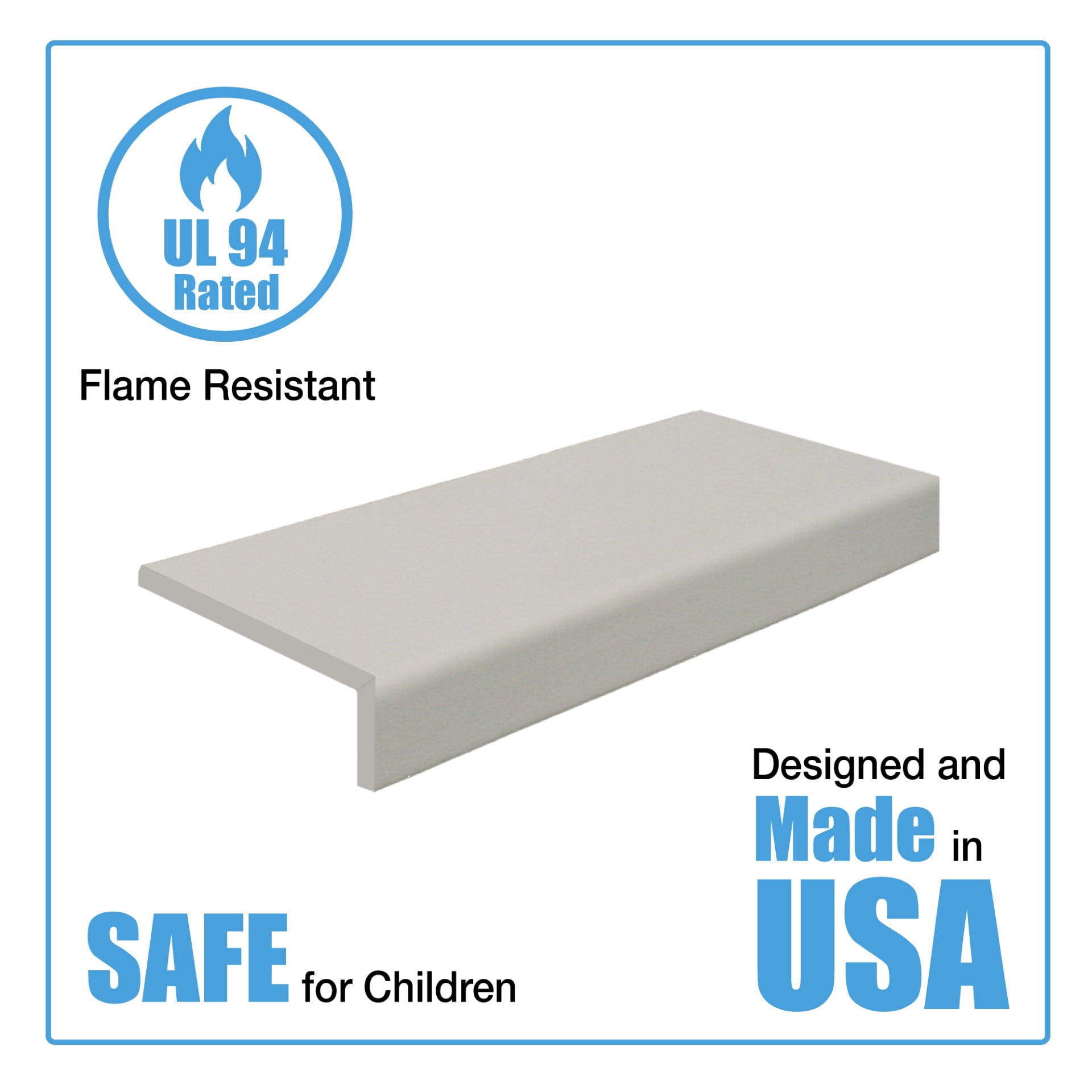 Kidkusion Soft Seat Edge Cushion Taupe 9 ft, Made in USA Foam Rubber Edge Guard , Fireplace Bumper Pad