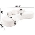 thumbnail image 2 of MIKIBAMA 105.5''Curved Cloud Couch Sofa 3-4 Seater Couch with 2 Pillows Point-shaped corduroy,(Anti-Wrinkle) , Gray, 2 of 11
