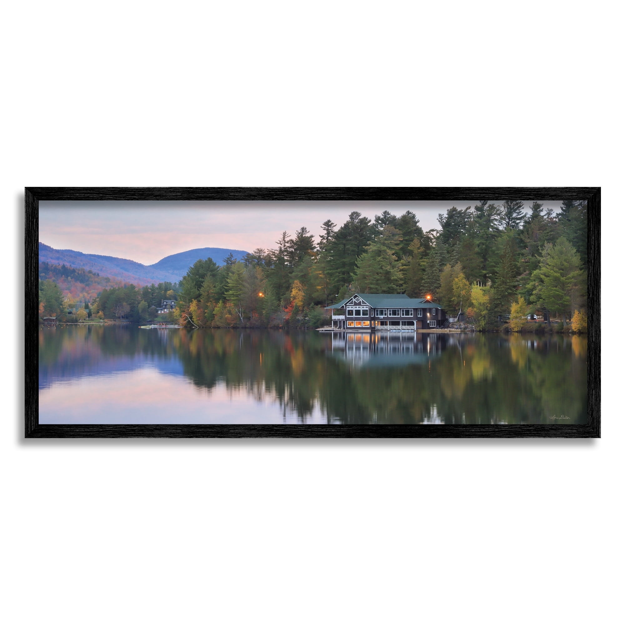 Stupell Industries Outdoor Lake House Landscape Autumn Fir Trees Photography, 24 x 10, Design by Lori Deiter