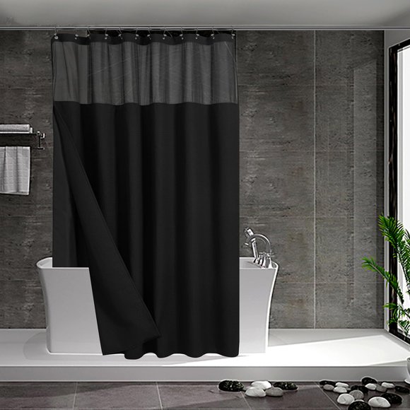 Juego de cortinas de ducha N&Y HOME Waffle Weave 180 x 180 cm, color negro