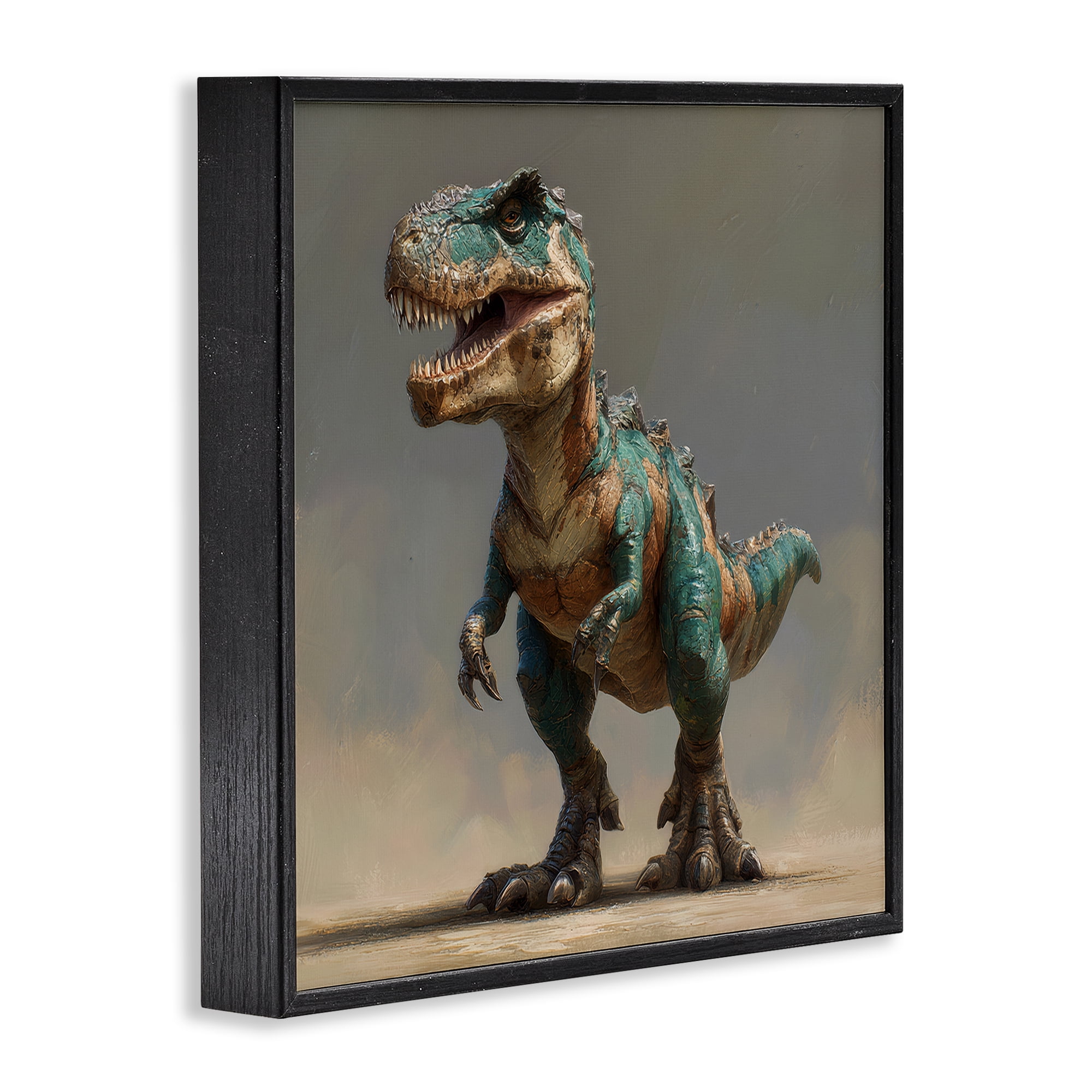 Stupell Industries Turquoise T-Rex Study Black Framed Giclee Art, design by Wumples