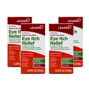 4 Pack - LEADER Sterile Eye Drops for Eye Allergy & Itch Relief, Ketotifen Antihistamine Solution 0.035%, Up to 12 Hours, Prescription Strength 0.34 fl oz