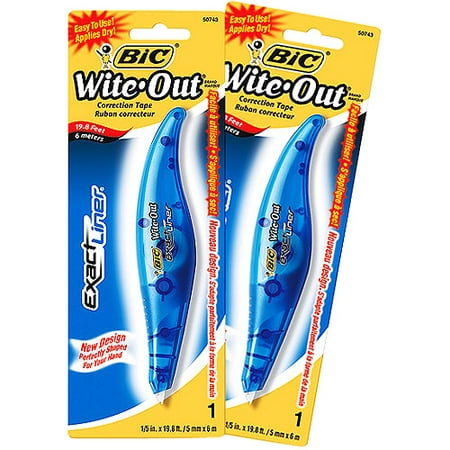(2 Pack) BIC Wite-Out Brand Exact Liner Correction Tape, White,