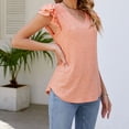 thumbnail image 3 of Gibobby Playera de Manga Corta Casual Suave Top verano para mujer, camiseta holgada informal manga corta plisada con cuello en V Color sólido, camiseta con man(Naranja,M), 3 of 4
