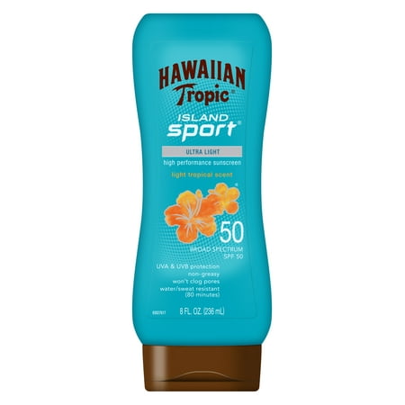 Tropic Vent - Hawaiian Tropic Island Sport Broad Spectrum Sunscreen Lotion SPF 50 - 8 Ounces