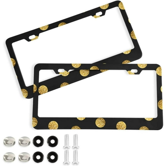 Coolnut Polka Dot License Plate Frames 2pcs, Aluminum Universal Car License Plate Holder with Elliptical Hole for US Vehicles, 12"x 6"