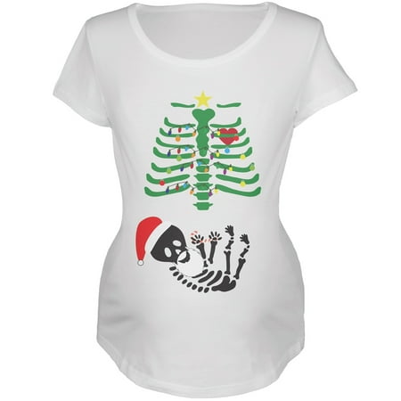 

Christmas Tree Baby Skeleton Candy Cane White Maternity Soft T-Shirt - Large