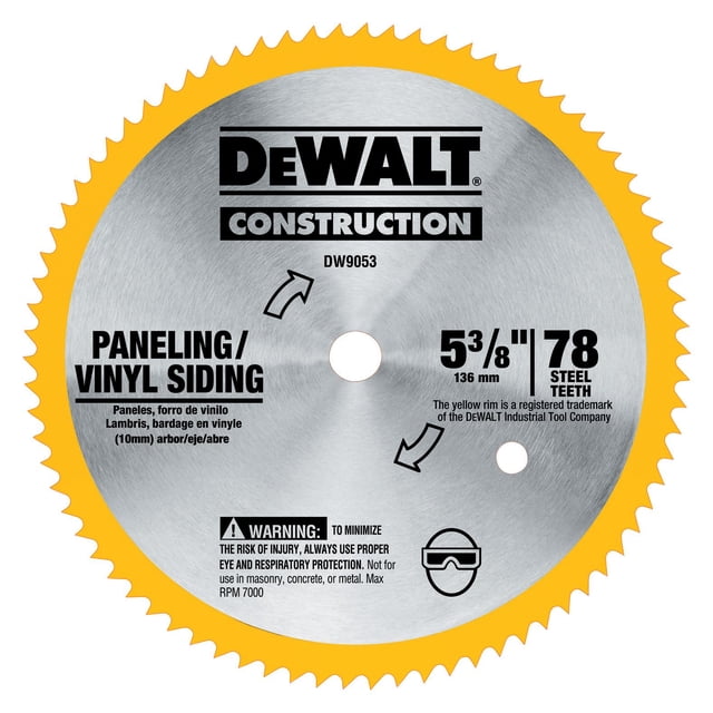 Hoja de sierra circular DEWALT DW9053 de 5 3/8 pulgadas y 80 dientes