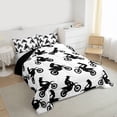 thumbnail image 3 of jejeloiu Extreme Games Motorcycle Full Size Comforter Sets,White Black Bedding Sets For Boys Teens Reversible 3 Pieces, 3 of 8