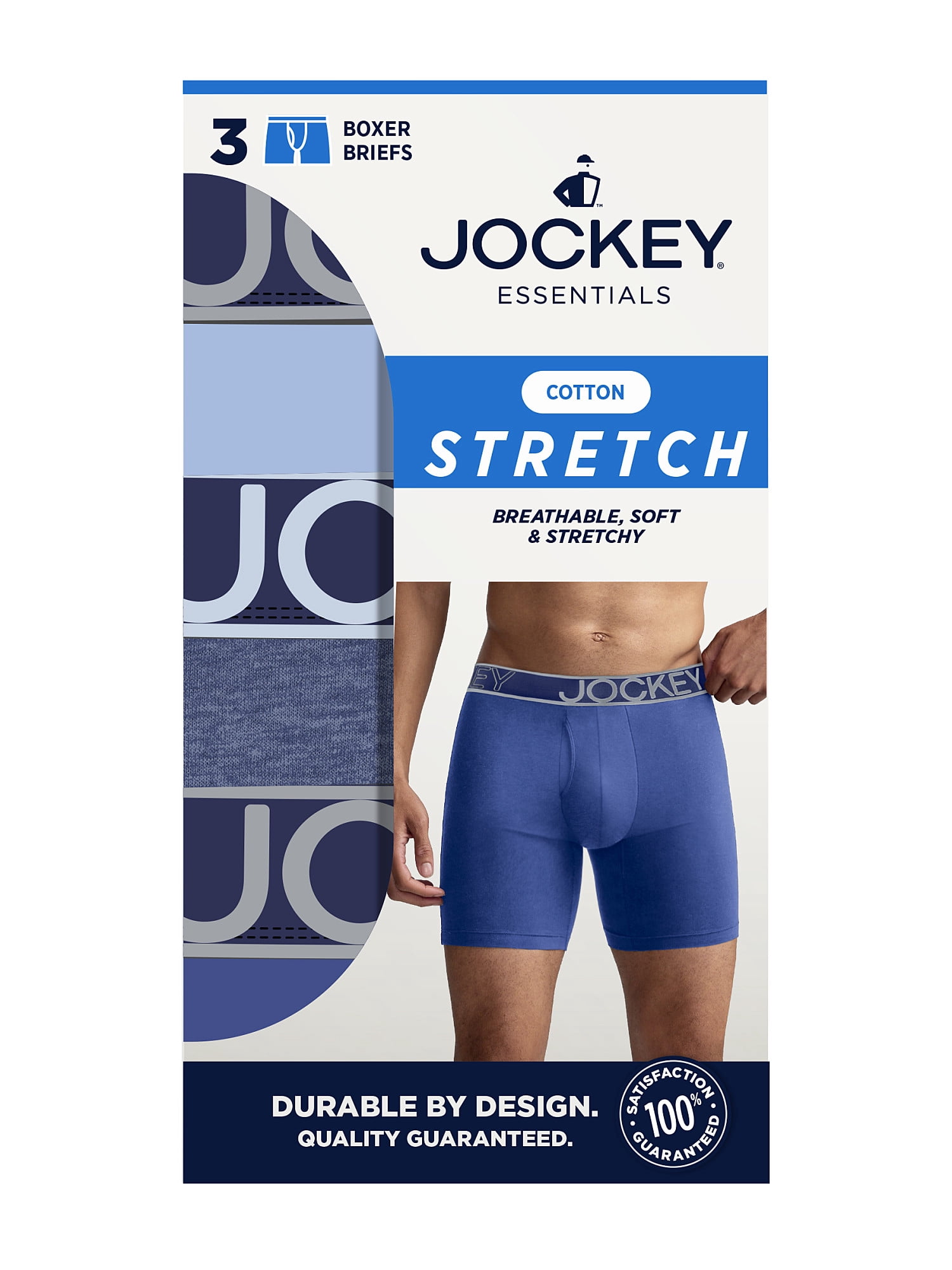 Jockey Essentials Men's Cotton Stretch 6" Boxer Brief - 3 Pack