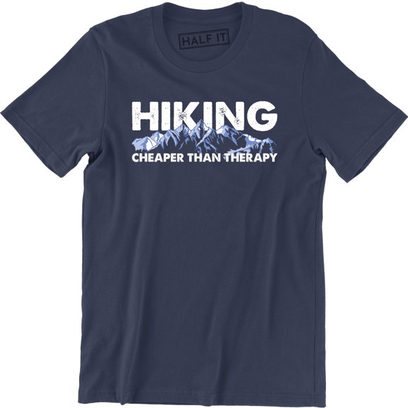 Men Hiking Cheaper Than Therapy Funny Camping Mountain Outdoor Summer T-Shirt