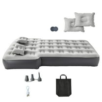 KFFKFF Inflatable Car Air Mattress, Compatible with Toyota 4runner and Jeep Wrangler, Thickened Flocking Travel Bed for Camping, Durable Portable Sleeping Pad with Built-in Pump and 2 Pillows, Gray
