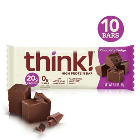think! High Protein Bars, Chocolate Fudge 2.1 oz Bar, 10 Count