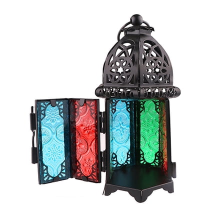 WHAMVOX 1Set Black Metal Lantern For Candles With Iron Material For Home And Wedding 11.8X3.3X2.8in