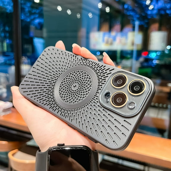 SaniMore Case for iPhone 15 Pro Max(6.7" 2023), PC Heat Dissipation Magnetic Cover Rugged Shockproof Skin-feel Anti-drop Camera Protection for iPhone 15 Pro Max(6.7" 2023), Black