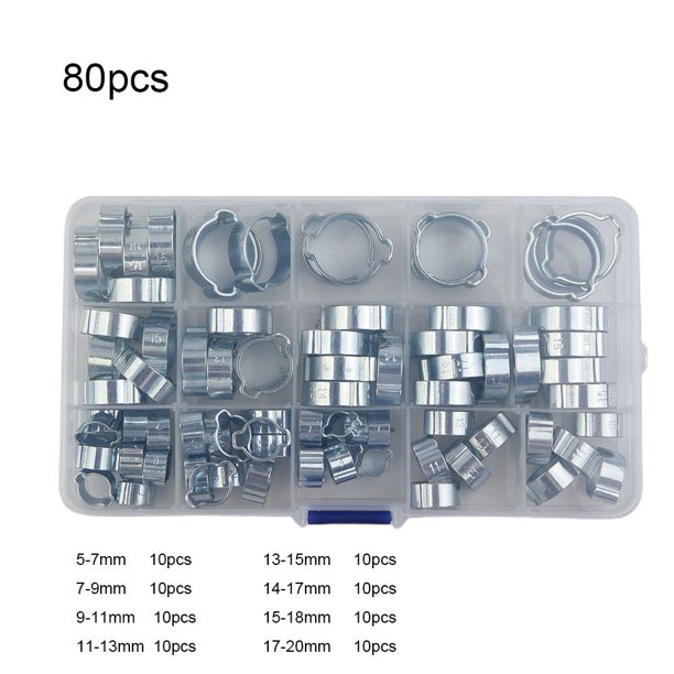 Ruibeauty 80X Double Ear Clamp O Clips Crimp Air Silicone Petrol Water