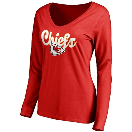 - Kansas City Chiefs NFL Pro Line Women's Freehand V-Neck Long Sleeve T-Shirt - Red