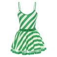 thumbnail image 3 of TSSOE Womens Christmas Candy Cane Striped Spaghetti Straps Dance Dress Stage Performance Clothes Green 3XL, 3 of 5
