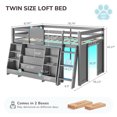 thumbnail image 2 of Wood Twin Loft Bed Frame with Stairs & LED Lights & 4-Tier Bookshelf, Low Loft Beds with Under-Bed Play Space, Toy Storage and Safety Guardrails, Gray, 2 of 10