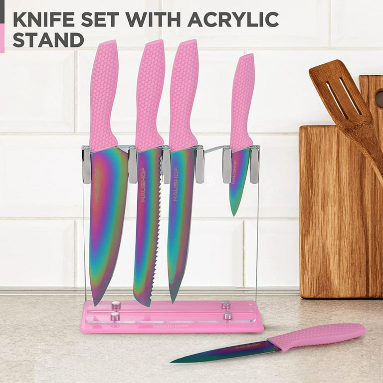 Marco Almond KYA36 6-Pieces Rainbow Knife Set with Blade Guards Dishwasher  Safe Kitchen Cutlery Set
