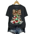thumbnail image 5 of idosla Faux Glitter Green Floral Christmas Tree with Red Dots Bow Shirt for Women Teens and Girls (Dark Gray, S), 5 of 6