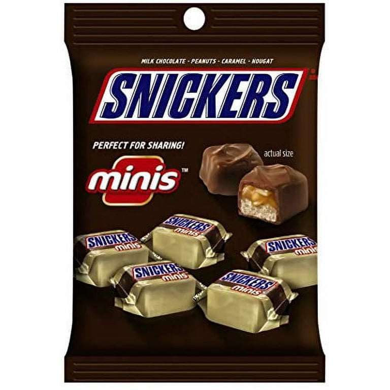 Snickers, Peg Bag Mini, Count 12 (4.4 oz) - Chocolate Candy / Grab