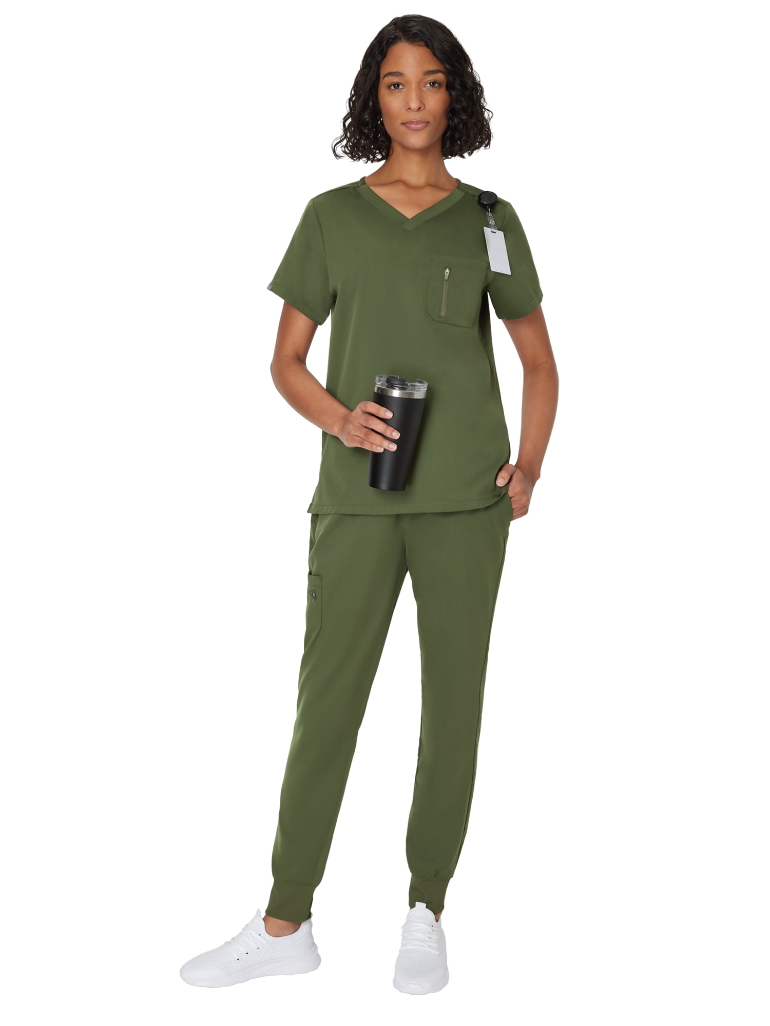 Hanes Women's Scrubs V-Neck Scrub Top, Premium, Short Sleeve, 1 Pocket, Sizes XS-3XL
