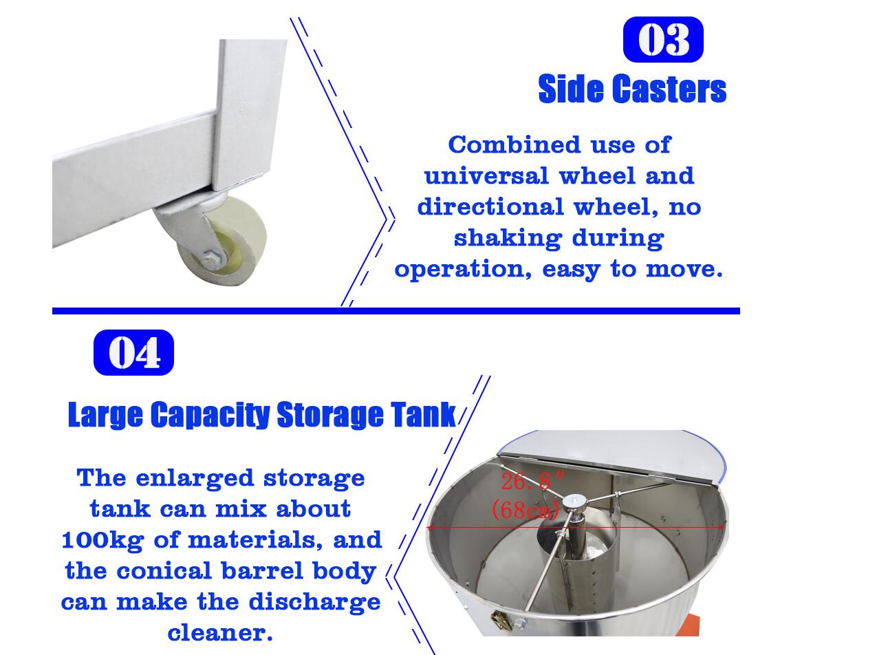 100kg/220Lbs Feed Mixer Granular Plastic Mixer Dry Powder Blender Feed Mixing Machine for Fodder Grain Plasctic Particle 110V