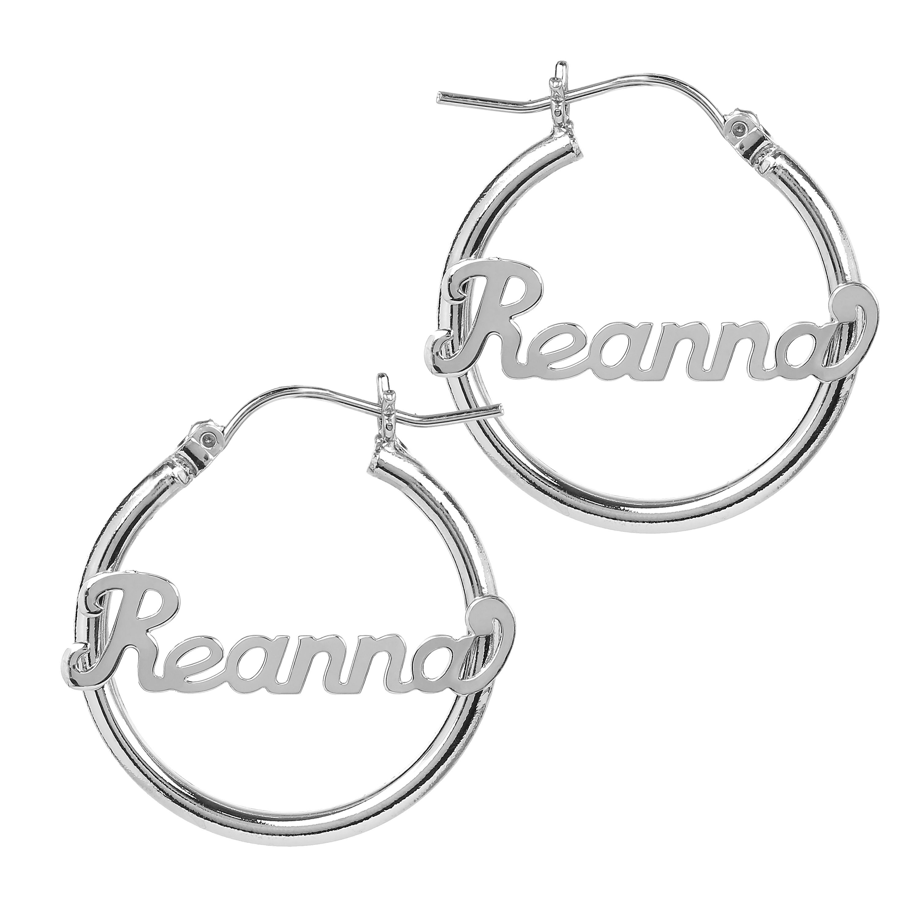 Personalized Tube Hoop Script Name Earrings