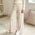 thumbnail image 6 of Spazoro Girls Striped Wide Leg Pants with Pockets, Loose Fit Striped Print Full Length Elastic Waist Stretchy Casual Loungewear Bottoms Beige Size 7-8, 6 of 7