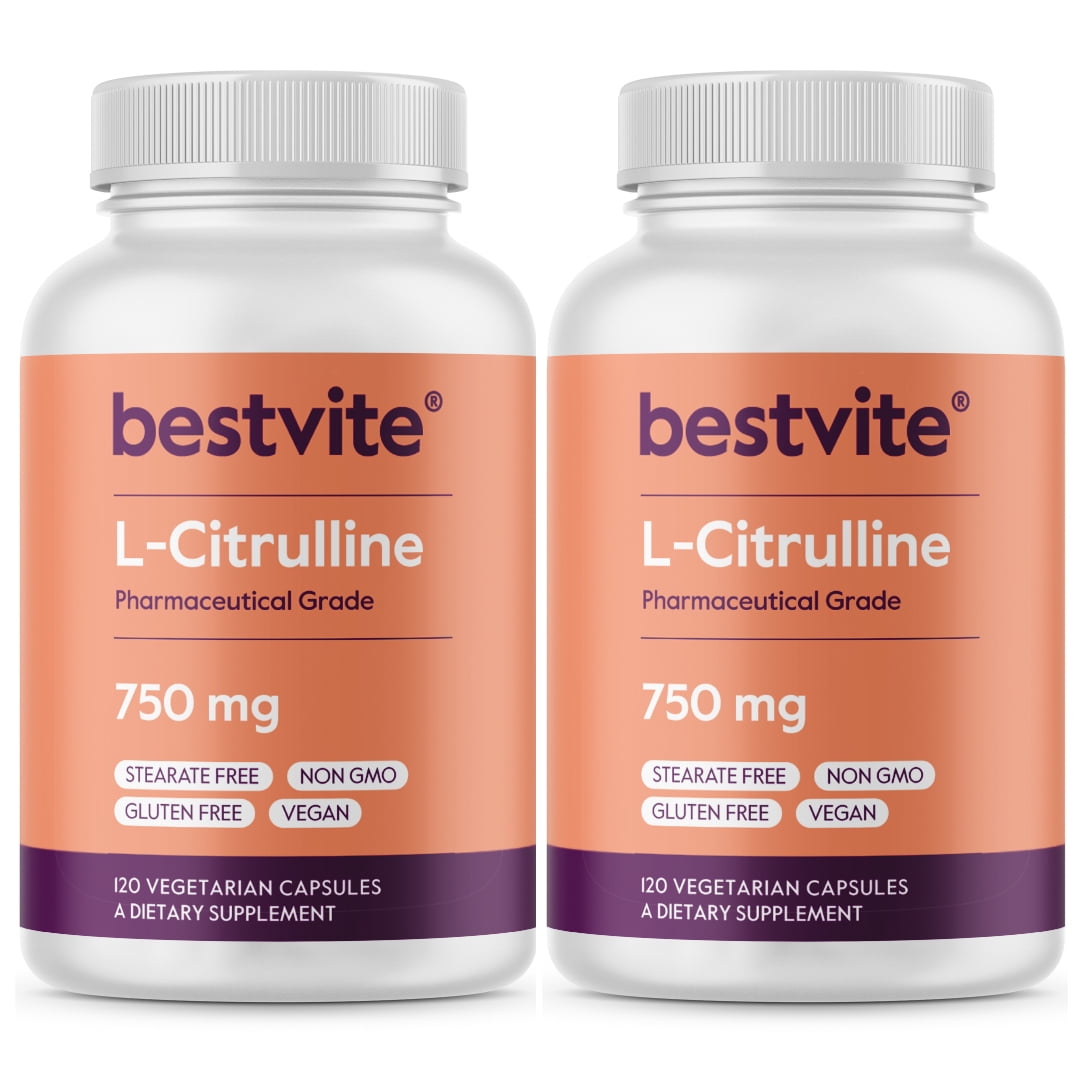 L-Citrulline 750mg (240 Vegetarian Capsules) (2-Pack) - No Stearates - No Fillers - No Flow Agents