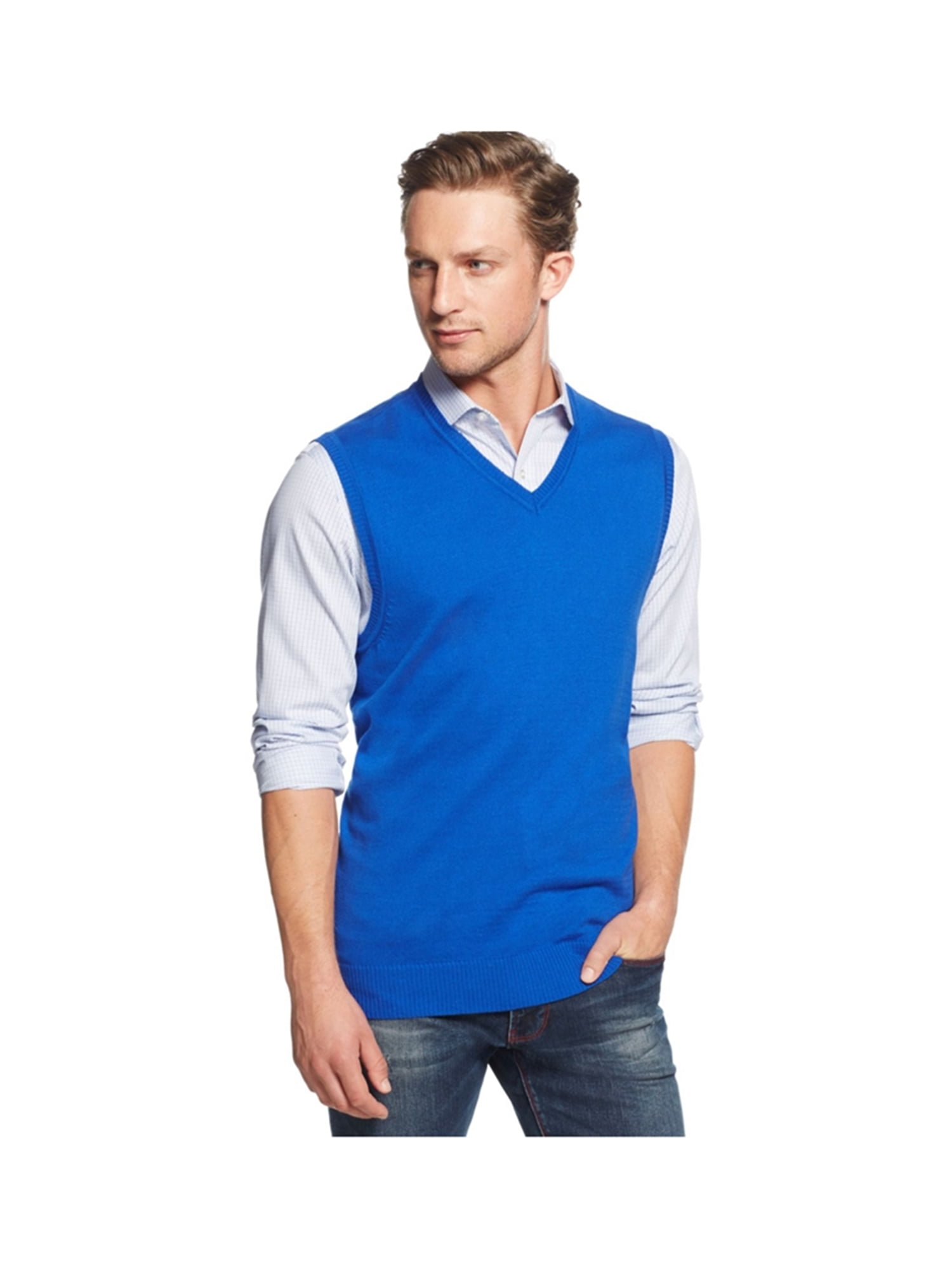 Club Room Mens Blue Heather Button Down Shirt