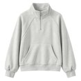 thumbnail image 6 of Mifsaly Boys Girls Sweatshirt Half Zip Long Sleeve Pullover Sweatshirts Kids Comfortable Casual Fall Winter Warm Outerwear Gray,7-8 Years, 6 of 7
