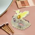 thumbnail image 4 of Unique Bargains 1 Pc Dragon Pattern Feather Half Face Party Mask for Masquerade Party Yellow, 4 of 5