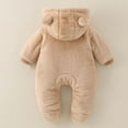 thumbnail image 2 of Letdown Baby Plush Snowsuit Winter Clothes with Fold-Over Zipper Baby Bear Hooded Thick Outfits with Footies Jumpsuit Romper Snowsuit Outwear (Coffee,18-24 Months), 2 of 9