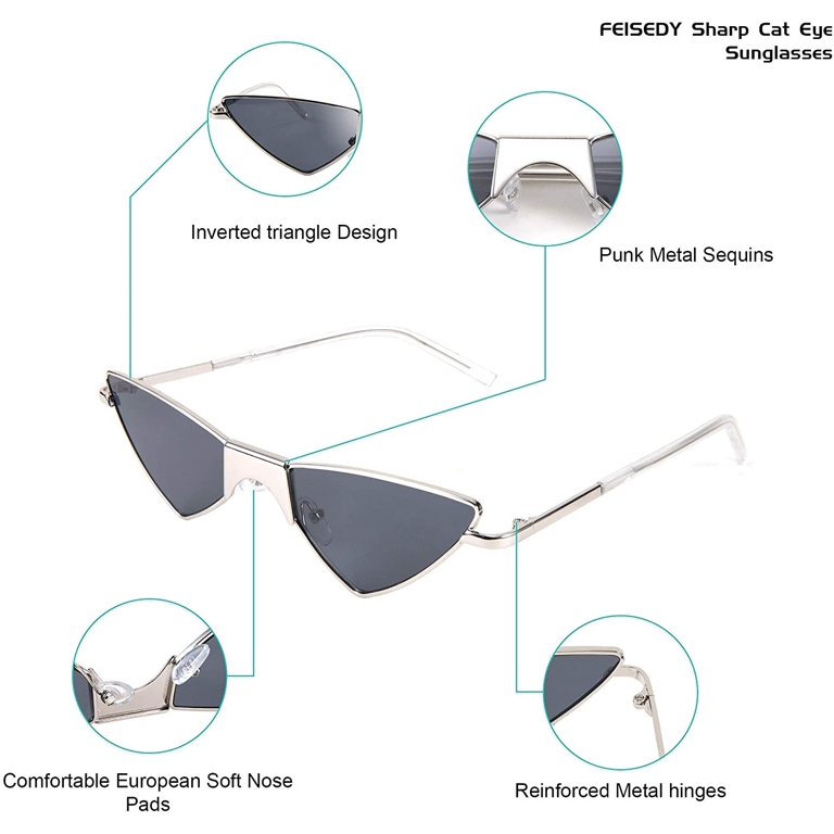 FEISEDY Small Cat Eye Sunglasses Women PUNK Party Metal ROCK  display picture 1