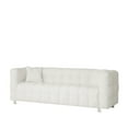 thumbnail image 3 of 84 Inch Sofa Couch, Modern Teddy Fleece Sleeper Sofa with 2 Throw Pillows & Sturdy Hardware Legs, Upholstered Tufted 3 Seater Couch Furniture for Living Room, Bedroom, Office, Beige, 3 of 9
