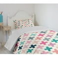 thumbnail image 4 of Ambesonne Teal and White Quilted Bedspread Set 2 Pcs, Colorful Hipster, Twin Size, Multicolor, 4 of 6