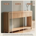 thumbnail image 2 of Innovar 47" Modern Fluted Sofa Table with Power Outlets - Curved Console Table W/Open Storage Shelf & 2 Drawers, Narrow Entryway Tables for Living Room, Hallway,Entrance,Nature, 2 of 9