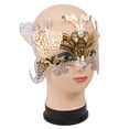 thumbnail image 2 of Loftus Glitter Butterfly Metal Laser Cut Half Mask w Jewel Decor, Gold, 2 of 3