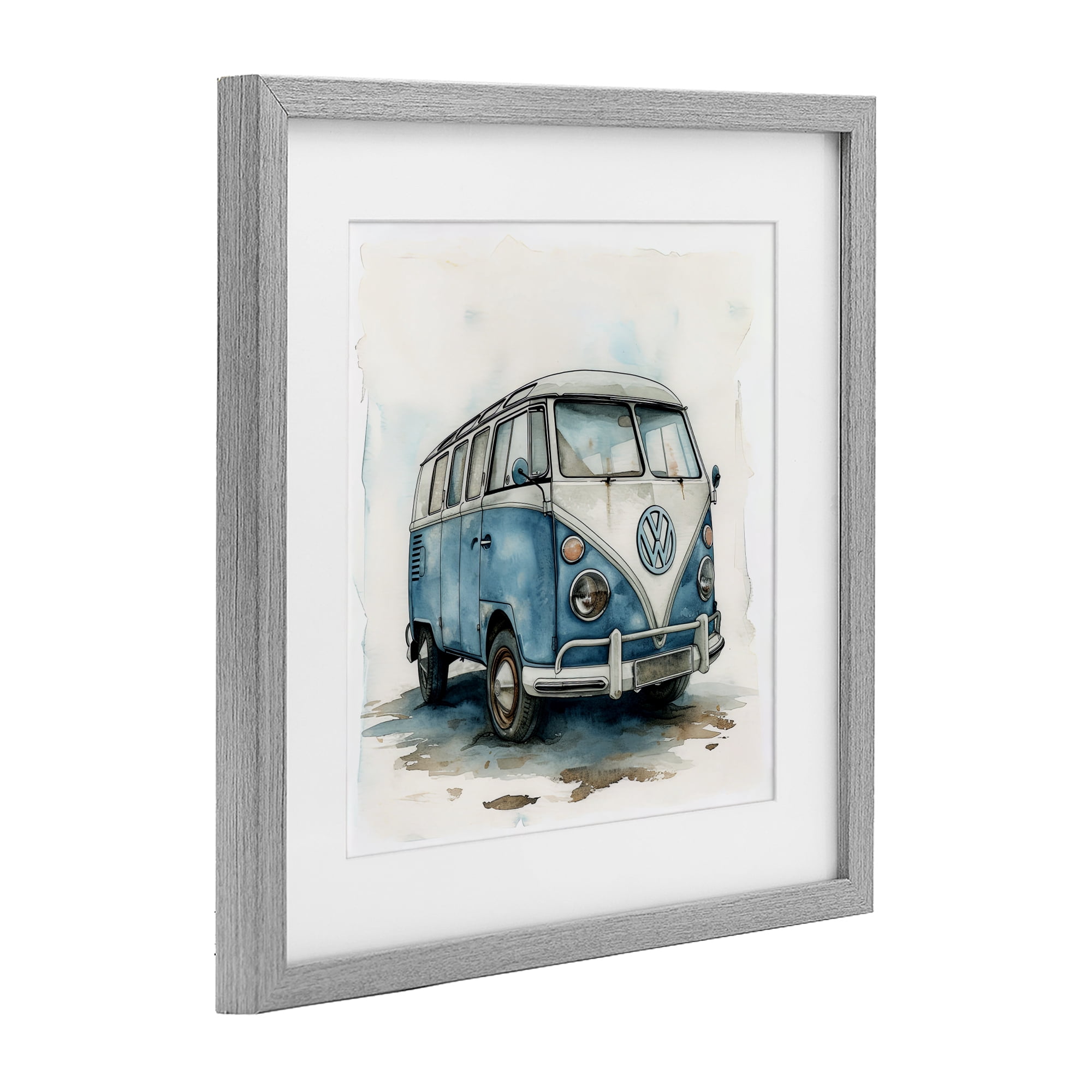 Stupell Industries Sky Blue Surf Van Gray Framed Print Under Glass, design by Ray Powers