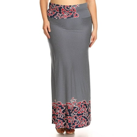 Plus Size Women's Trendy Style Print Maxi Skirt