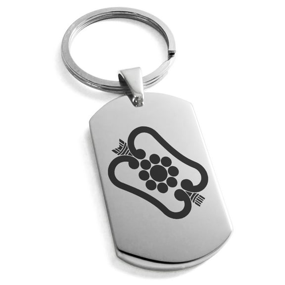 Stainless Steel Obata Samurai Crest Engraved Dog Tag Keychain Keyring