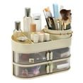 thumbnail image 1 of Unique Bargains Rotating Makeup Organizer Three-Layer Cosmetic Storage Box Large Capacity for Vanity Holder Beige, 1 of 7